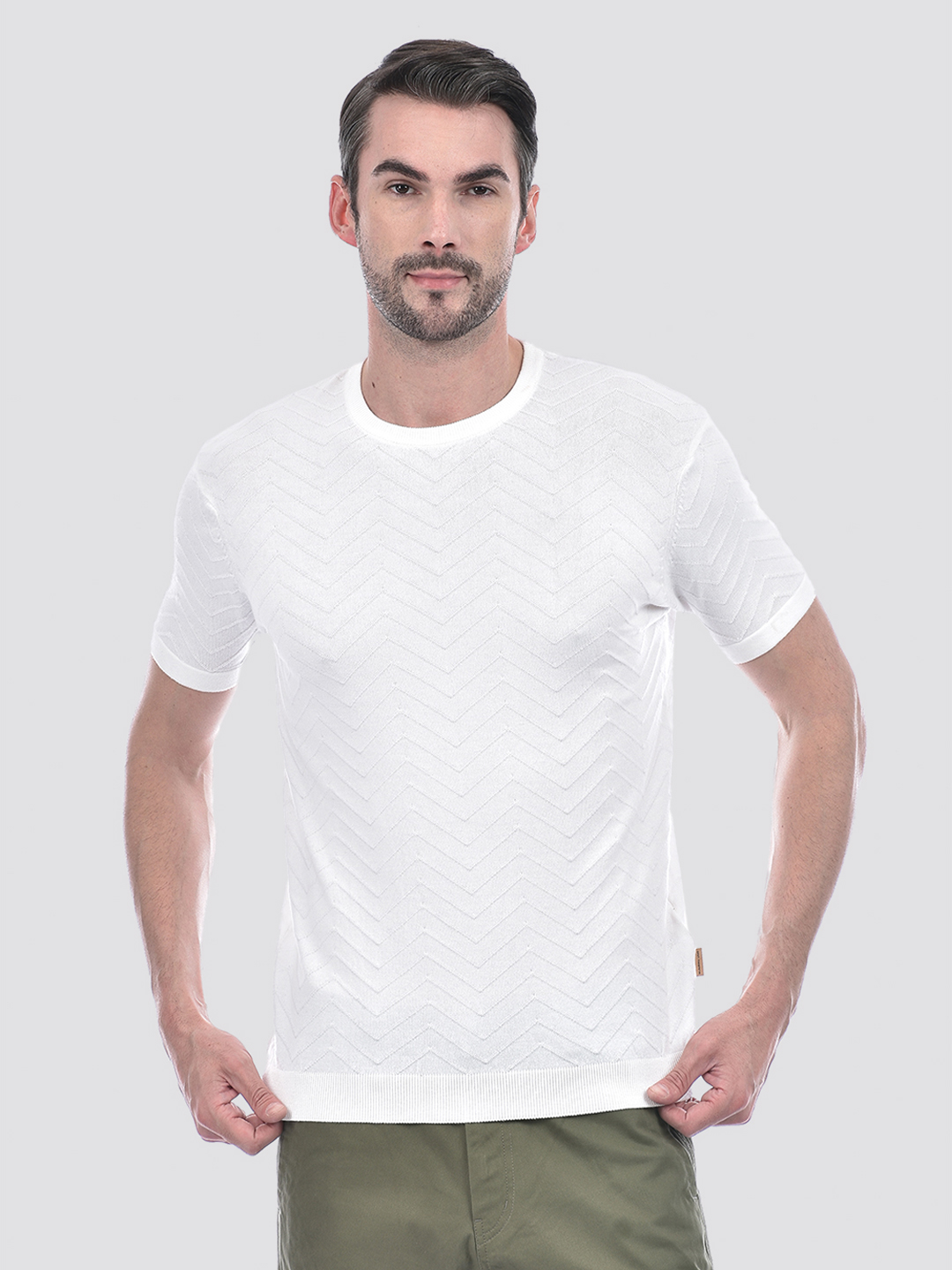 Numero Uno Men Textured White T-Shirt